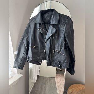 Black chunky leather jacket